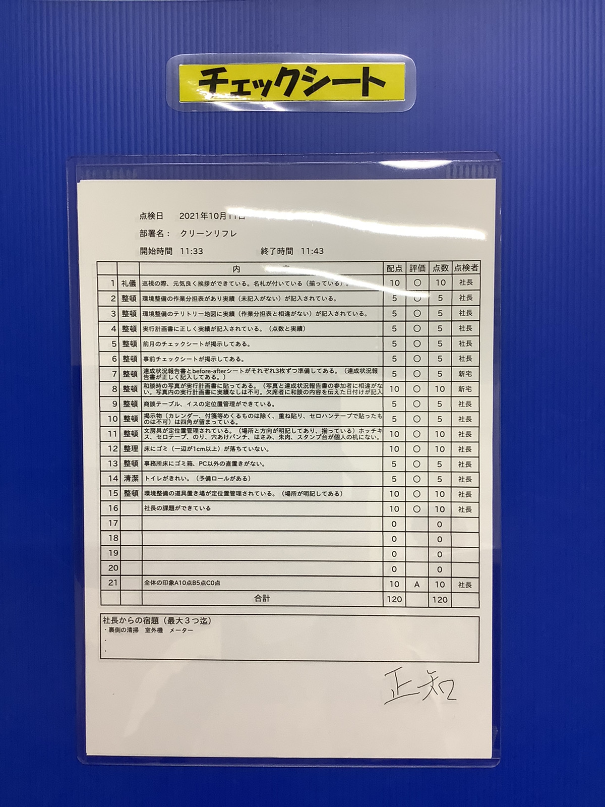 【お食事券ゲットしました】環境整備点検日